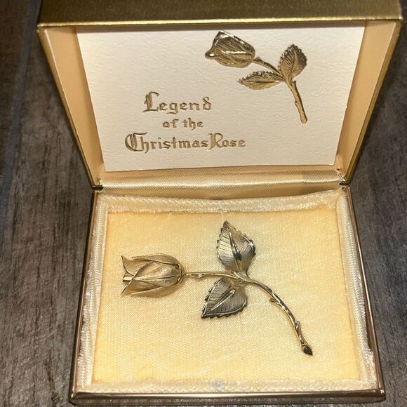 Vintage Giovanni by Longcraft “ Legend of the Christmas Rose”. Gold tone Rose - Picture 4 of 5